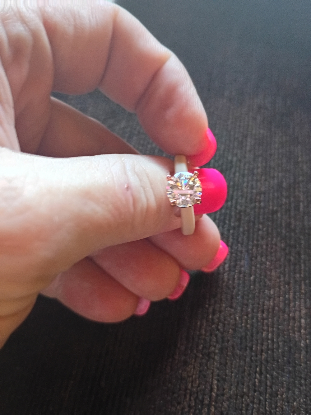 Rinfit Nude Silicone Solitaire Ring Round CZ Rose Gold Size 7